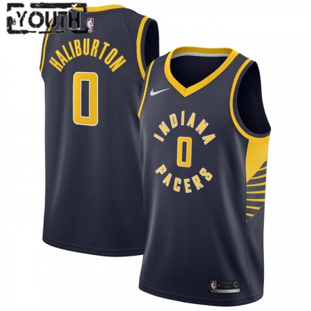 Indiana Pacers Tyrese Haliburton 0 Nike 2022-23 Icon Edition Navy Lasten Pelipaidat Swingman